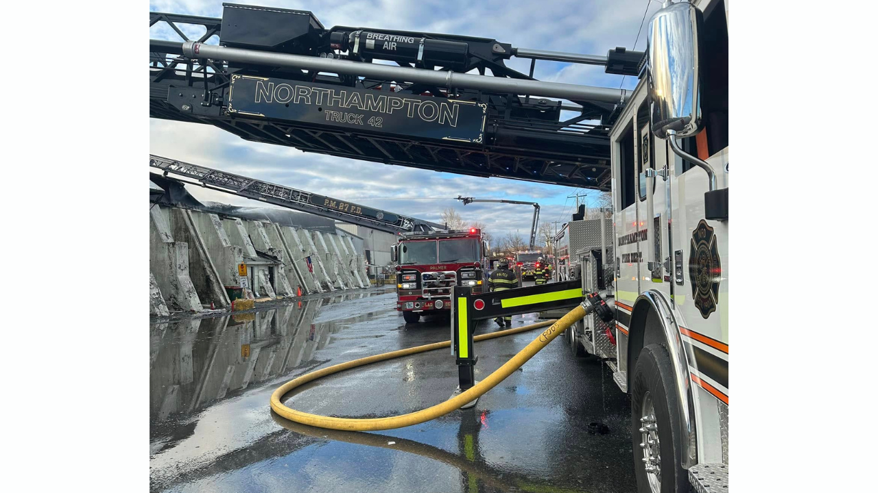 Fire truck at the evacuation site