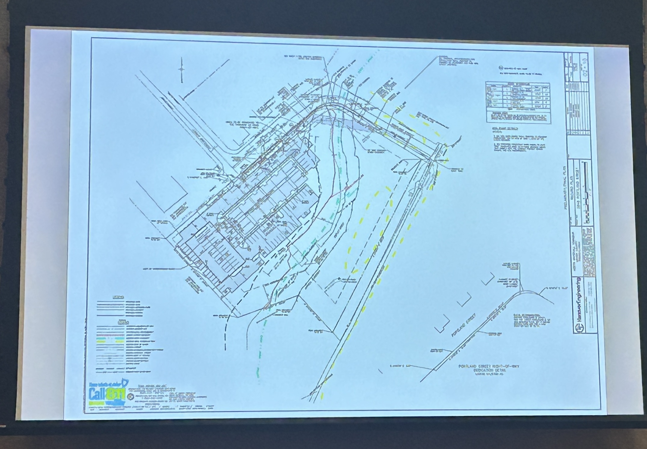 A rough blueprint of the project plans at 3498 Portland Street
