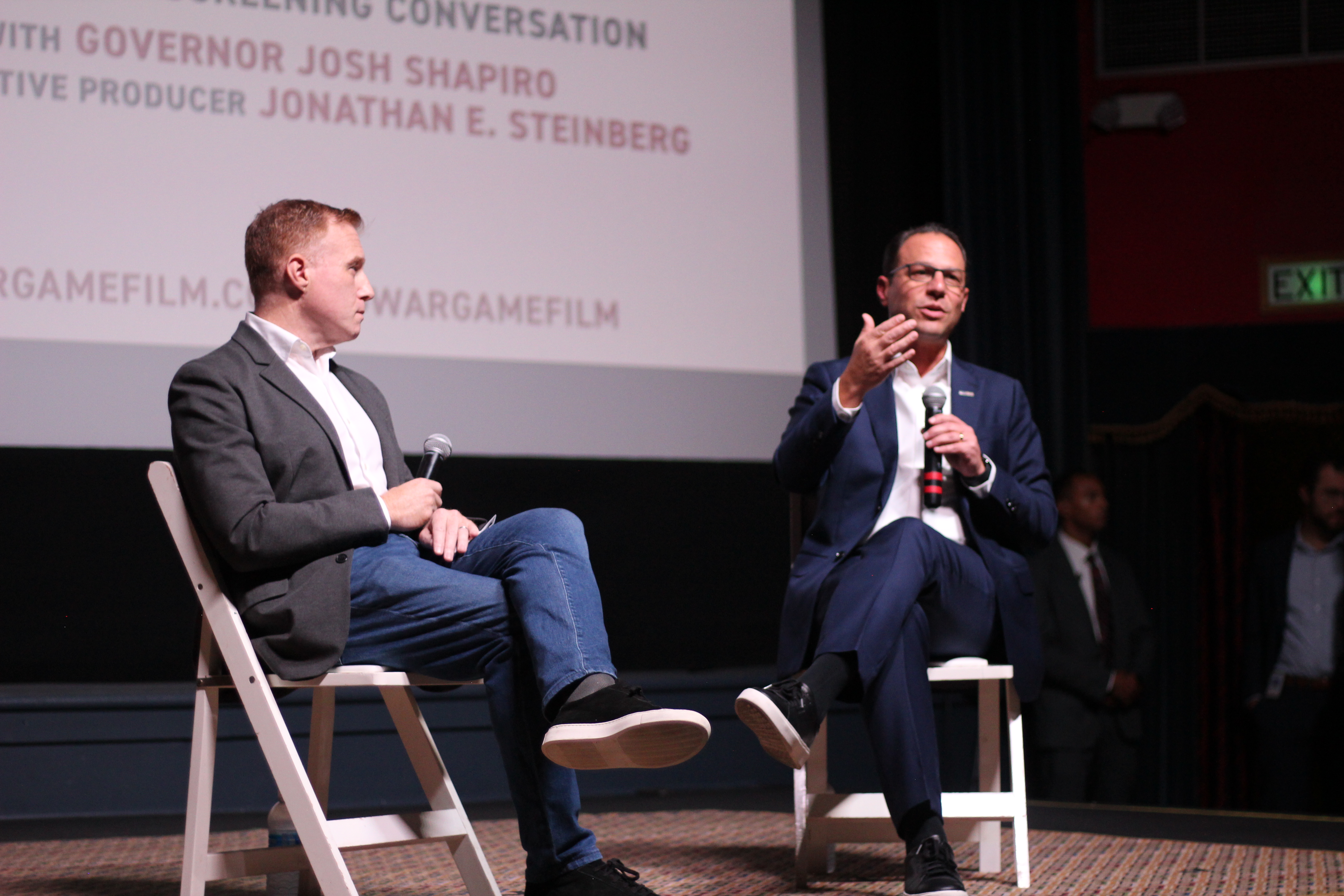 Shapiro discussing the film at the Emmaus Theatre